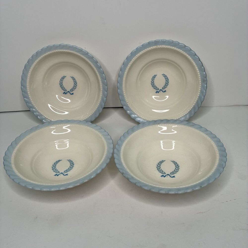 Steubenville MONTICELLO Blue Wreath Wheat Set Of 4 Small Bowls VTG 40's 5.25”